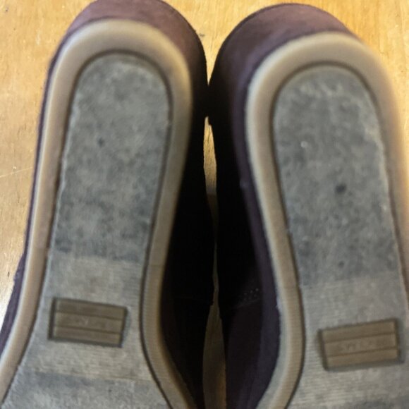 Toms Burgandy Brown Suede wedge booties Women Size 7 - Picture 9 of 13